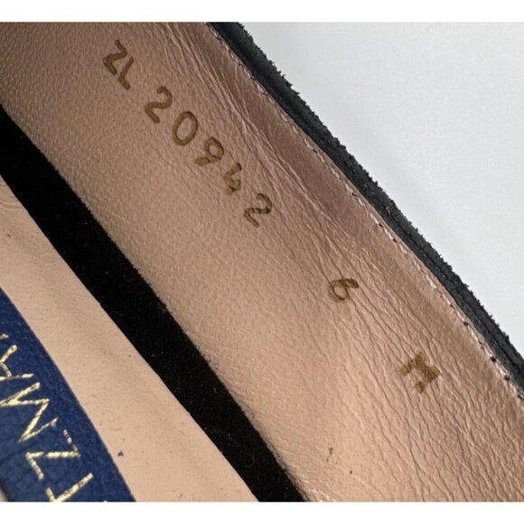 Stuart Weitzman Women The Preston Cylinder Pump Loafer Size 6 M black Suede Heel - Picture 16 of 16